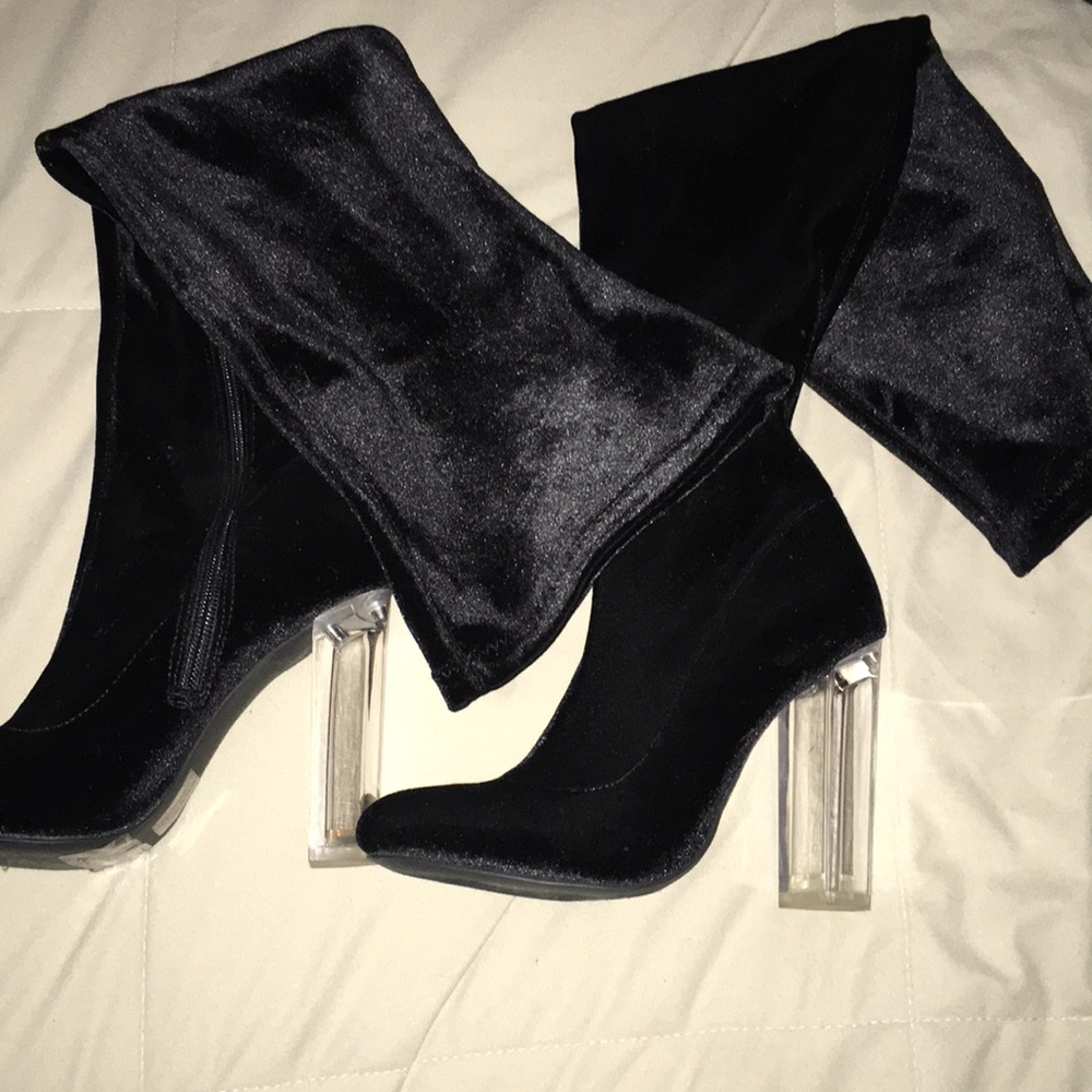 Black thigh high boots